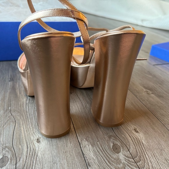 Stuart Weitzman Noche Skyhigh 145 Platform Sandals | Gold | Size 10.5 - Picture 3 of 12